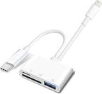 Apple Dual-Interface (USB-C & Lightning) SD/TF Card Reader and USB Adapter