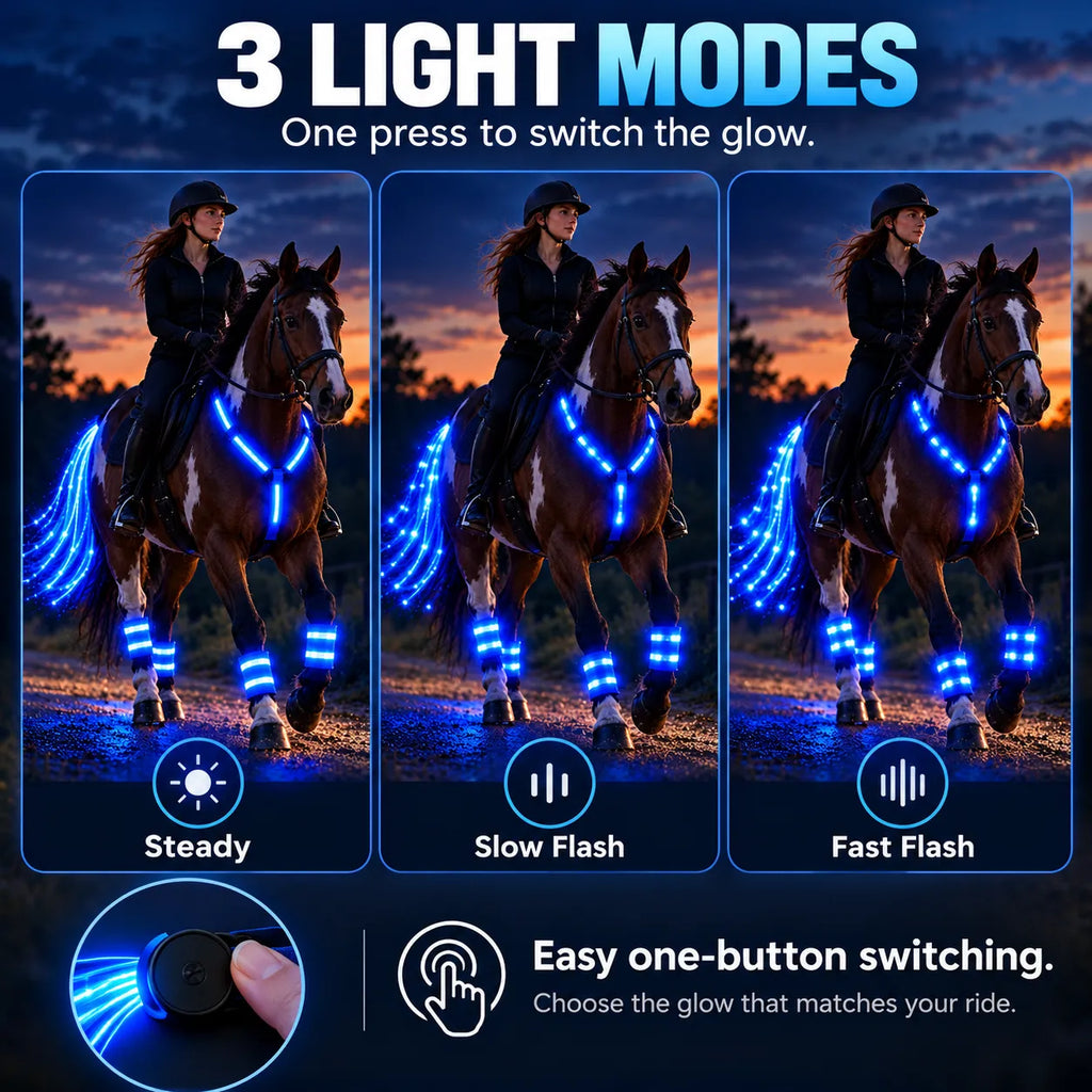 🎁LED Horse Glow Kit – High-Visibility Light-Up Gear for Night Riding ...
