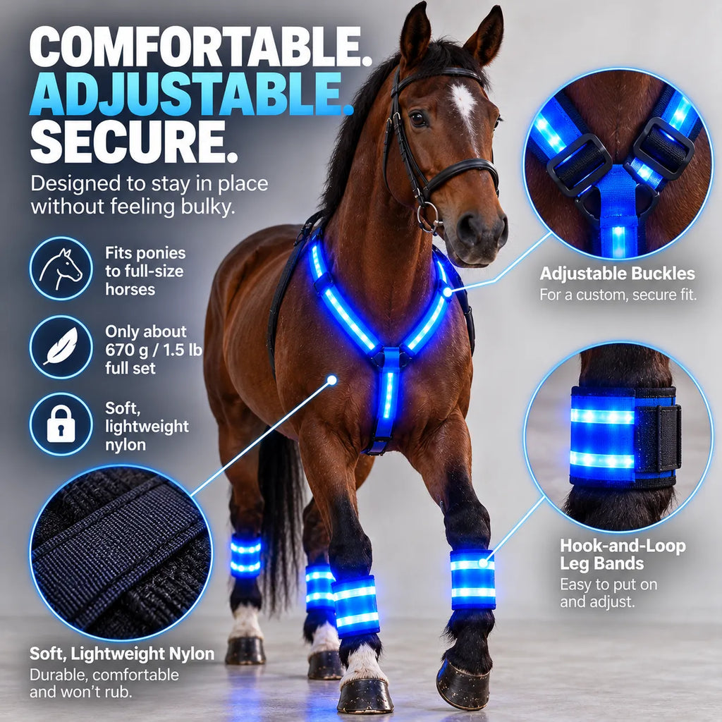 🎁LED Horse Glow Kit – High-Visibility Light-Up Gear for Night Riding ...