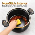 Ceramic nonstick cooking surface being wiped with a soft sponge