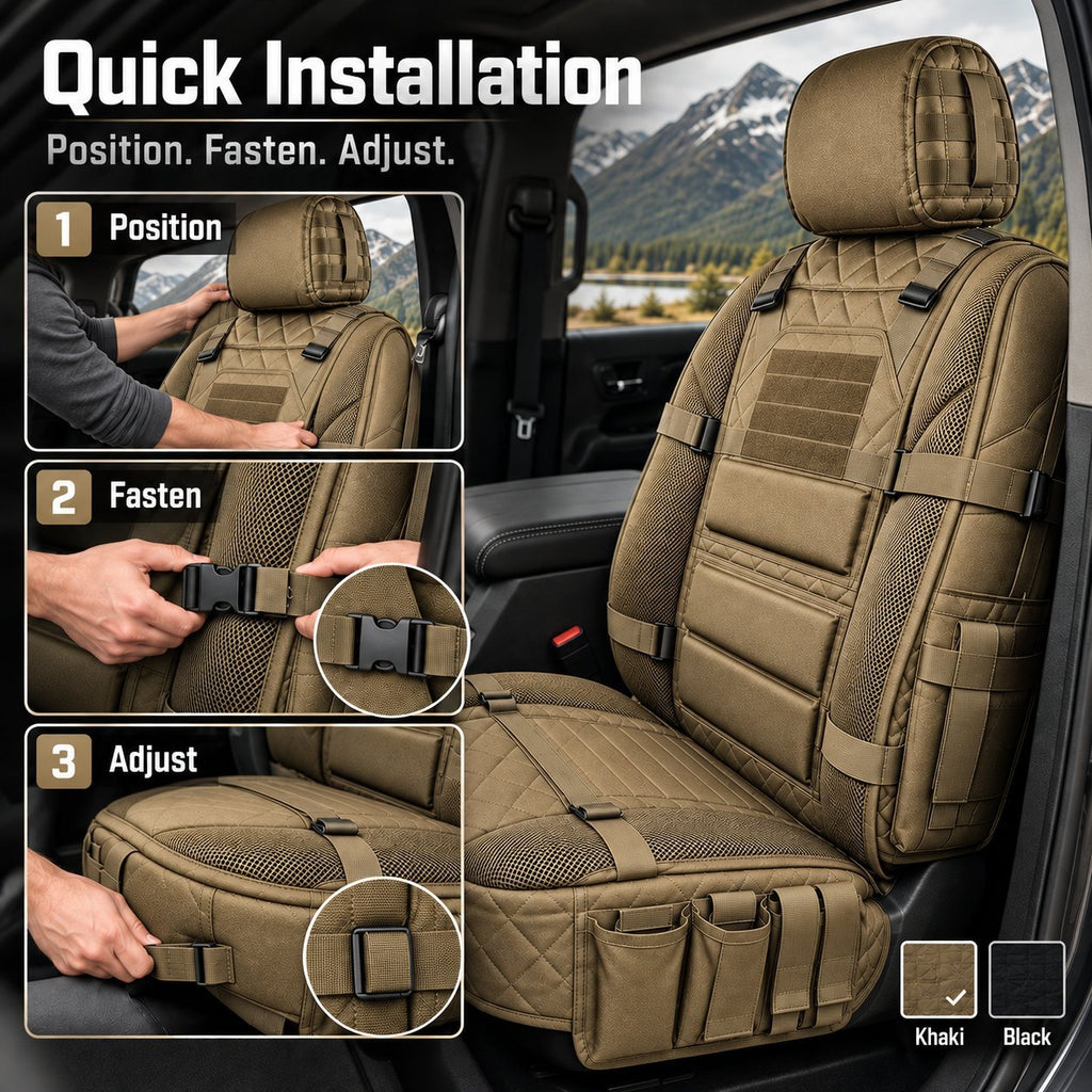 🚙Rugged Truck Seat Cover – Tactical Storage, Seat Protection & All‑Day Comfort