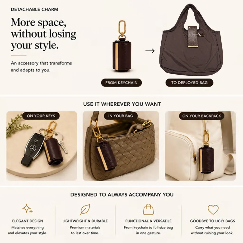 👜✨Foldable Shopping Bag Keychain Eco-Friendly Reusable Tote Bag