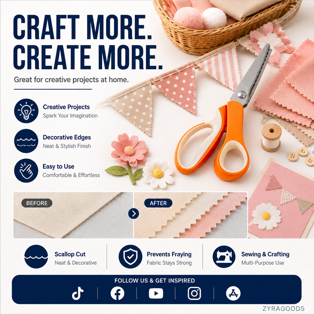 ✂️ LIMITED TIME | 38% OFF! Multipurpose Pinking Shears, Serrated Fabric Scissors