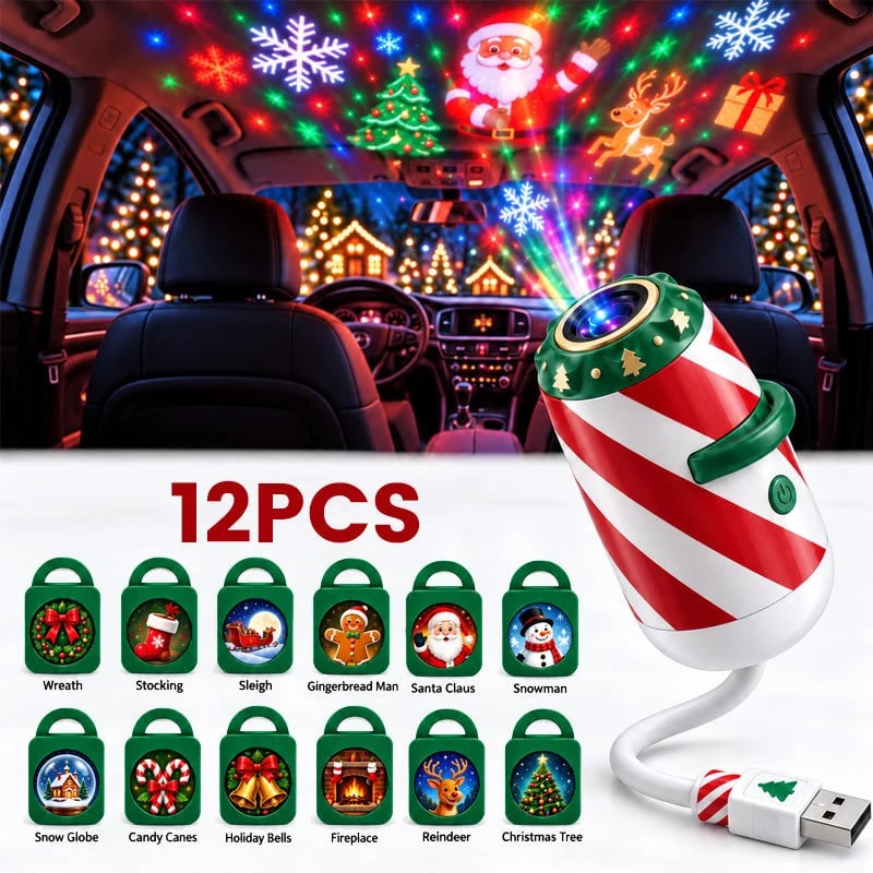 One projector and twelve Christmas pattern pieces