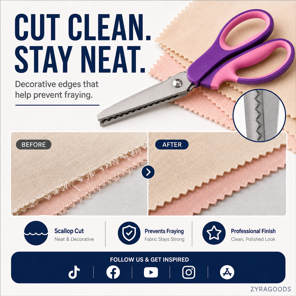 ✂️ LIMITED TIME | 38% OFF! Multipurpose Pinking Shears, Serrated Fabric Scissors