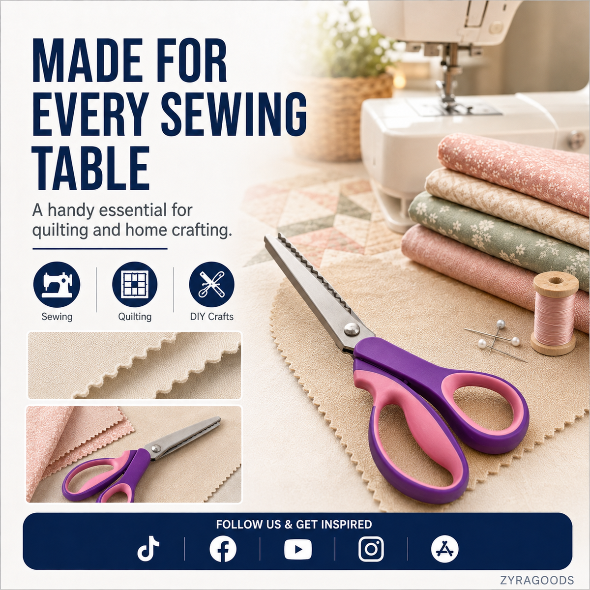 ✂️ LIMITED TIME | 38% OFF! Multipurpose Pinking Shears, Serrated Fabric Scissors