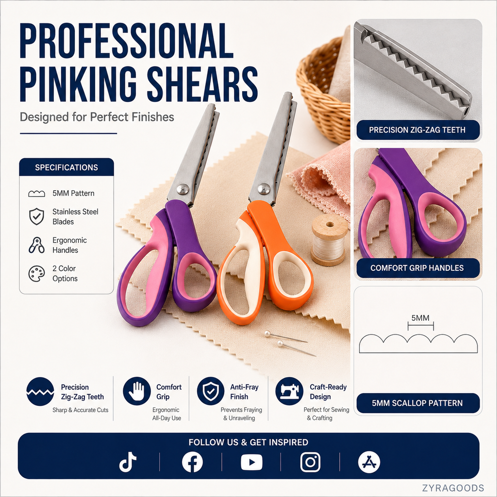 ✂️ LIMITED TIME | 38% OFF! Multipurpose Pinking Shears, Serrated Fabric Scissors