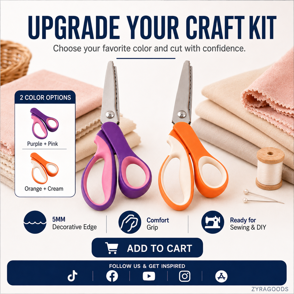✂️ LIMITED TIME | 38% OFF! Multipurpose Pinking Shears, Serrated Fabric Scissors