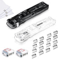2 Pcs Portable Binder Clip Stapler, with 100 Pcs Small Binder Clips, Non-Destructive Paper Clam Dispenser for Office, Home, School
