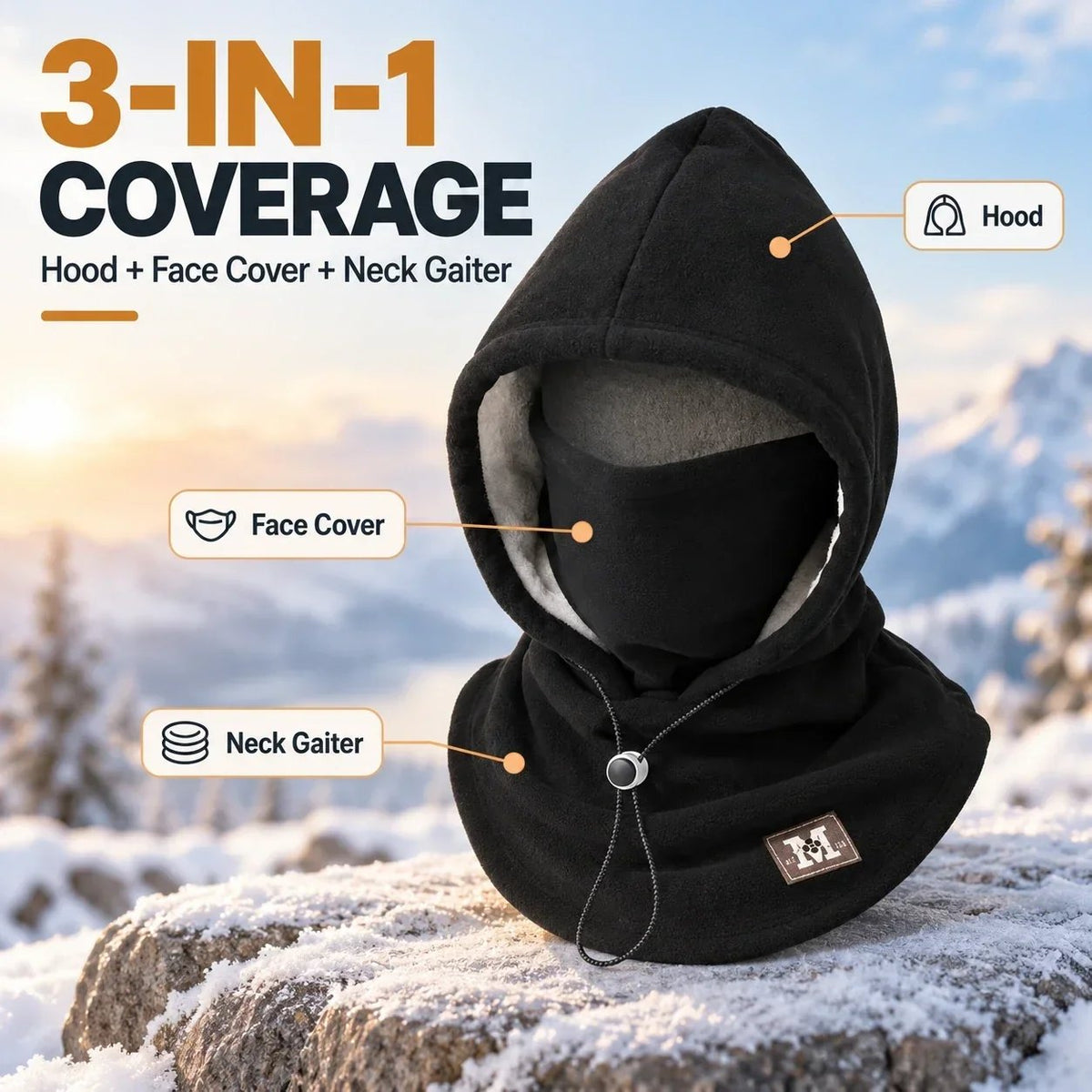 Winter Fleece Balaclava – 3-in-1 Hood, Face & Neck Warmer