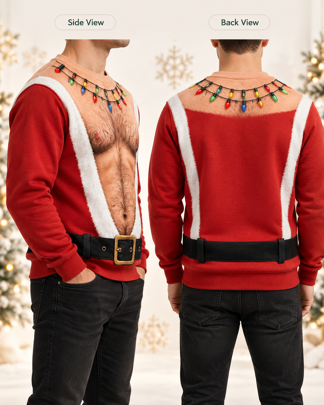 Side and back Christmas sweatshirt styling