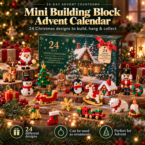24-Day Mini Building Block Advent Calendar – festive Christmas ornament designs
