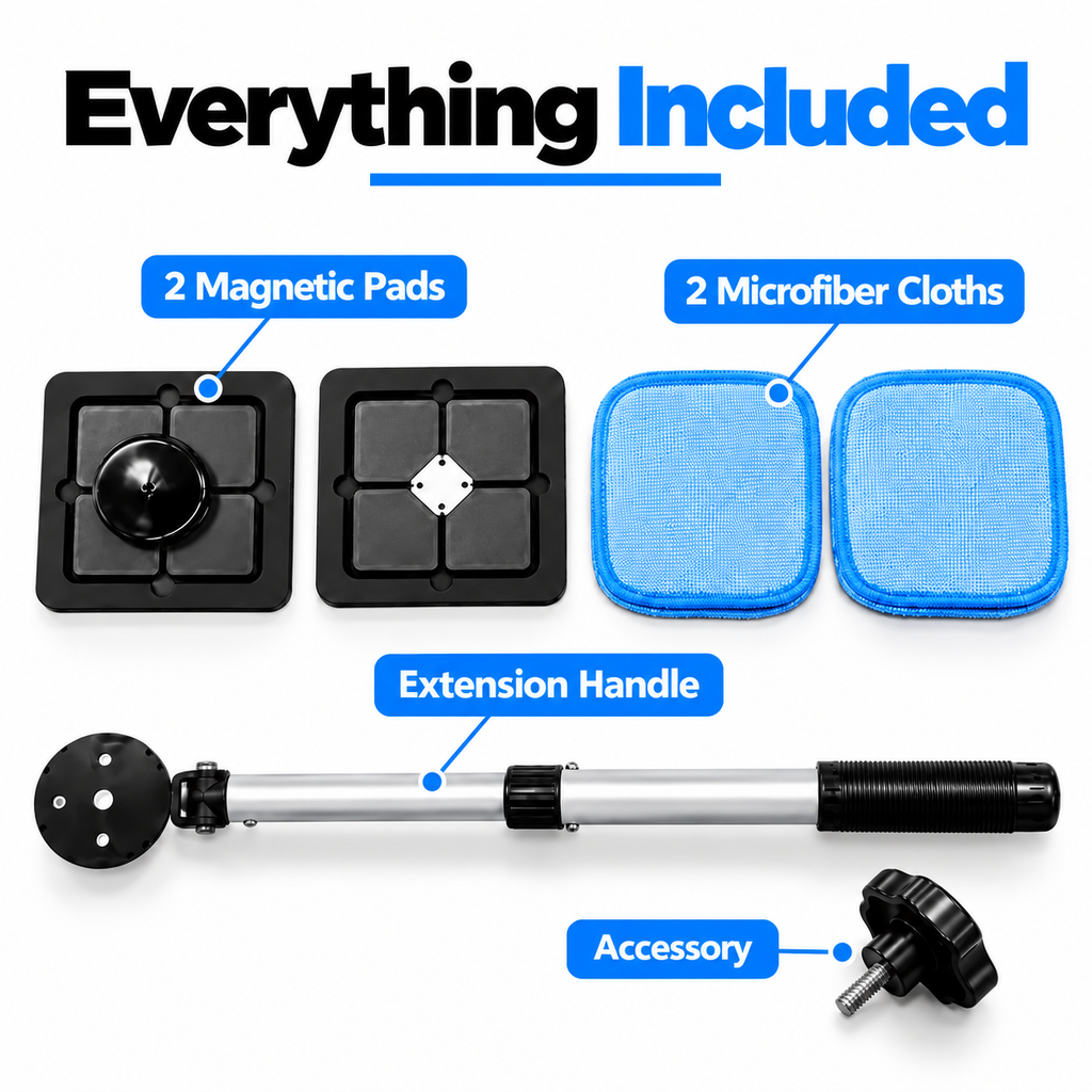 Everything in One Kit - magnetic glass cleaner kit