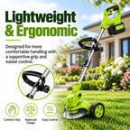 Adjustable shaft and ergonomic support handle on the cordless grass trimmer