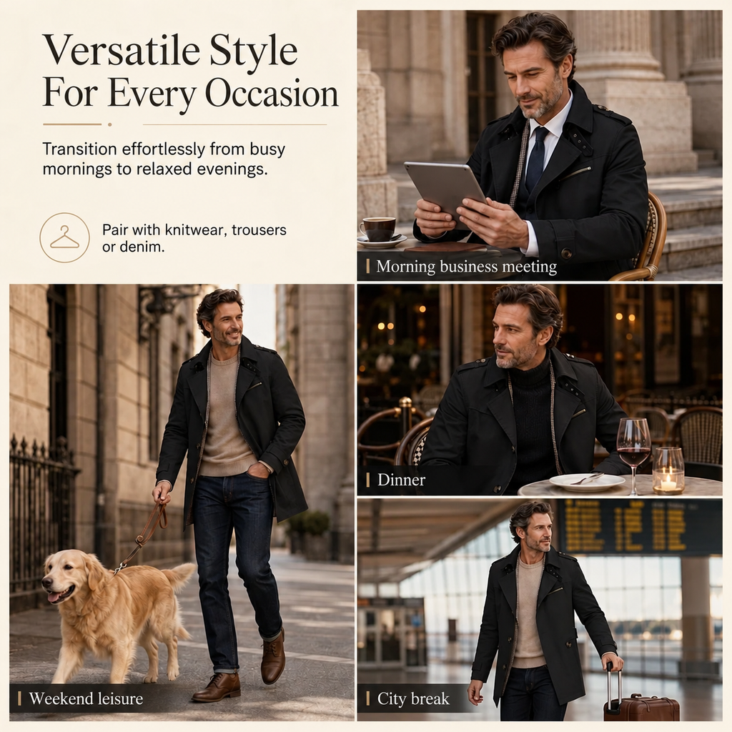 Men's Cotton Mid-Length Jacket | Spring & Fall