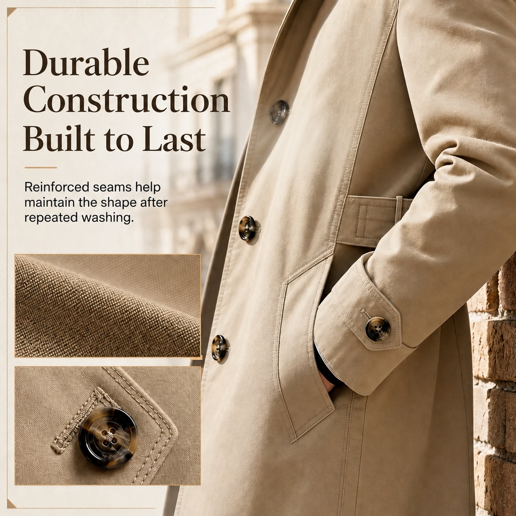 Durable Construction – Built to Last. Reinforced seams help maintain the jacket's shape after repeated washing.