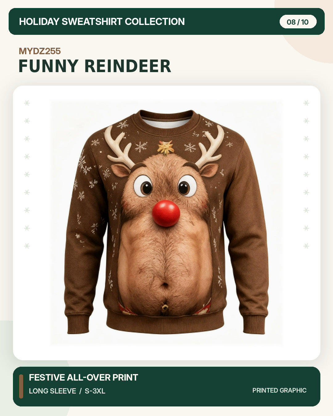 MYDZ255 Christmas sweatshirt print front and back design