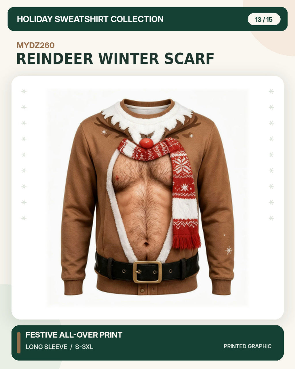MYDZ260 Christmas sweatshirt print front and back design